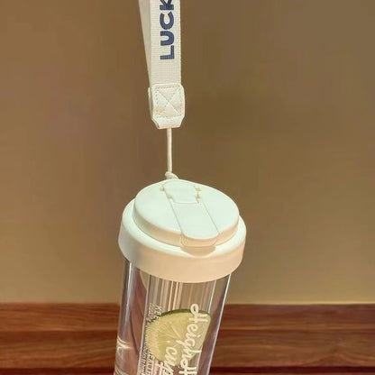 600ML Large Capacity Plastic Straw Cup